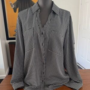 Black and White Checkered button down women’s blouse.
